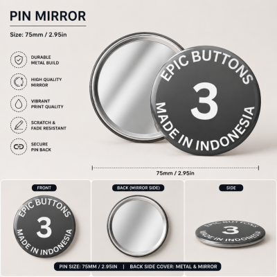 Custom Cermin Bulat Bulat | Kaca Cermin Make Up Mini 3 Inchi